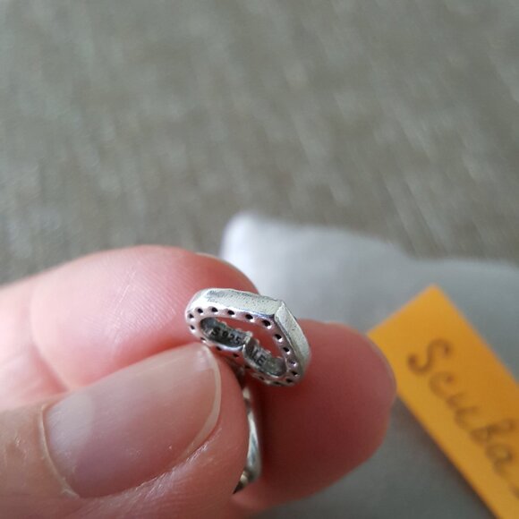 RARE 14k Gold Be My Valentine Rhodolite Heart Dangle Charm Pandora Retired - Picture 4 of 6